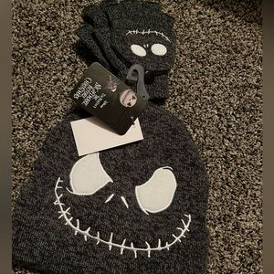 Nightmare before Christmas beanie hat and gloves.